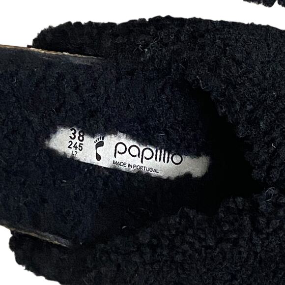 BIRKENSTOCK Papillio Daytona suede shearling sandals black slides Birks 7 - Picture 5 of 6